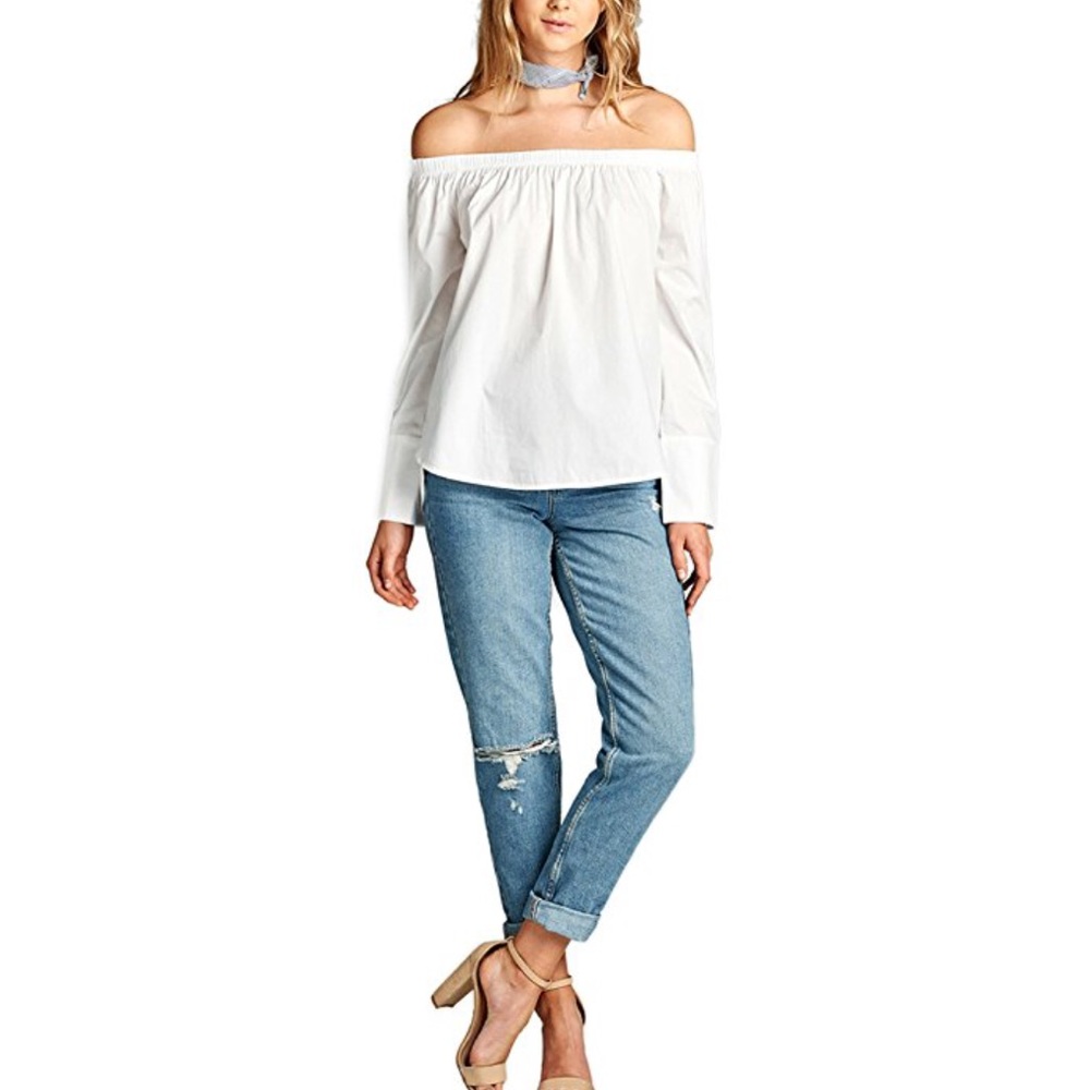 Off Shoulder Long Sleeve Blouse - Picture 4 of 4